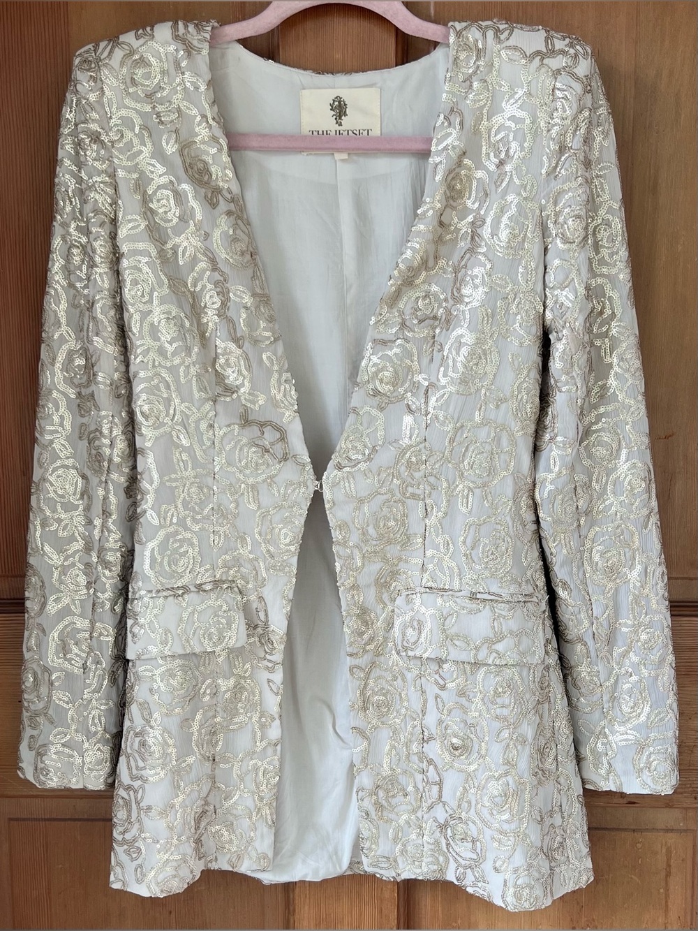 The Jetset Diaries Sequin Gold Rose Blazer XS